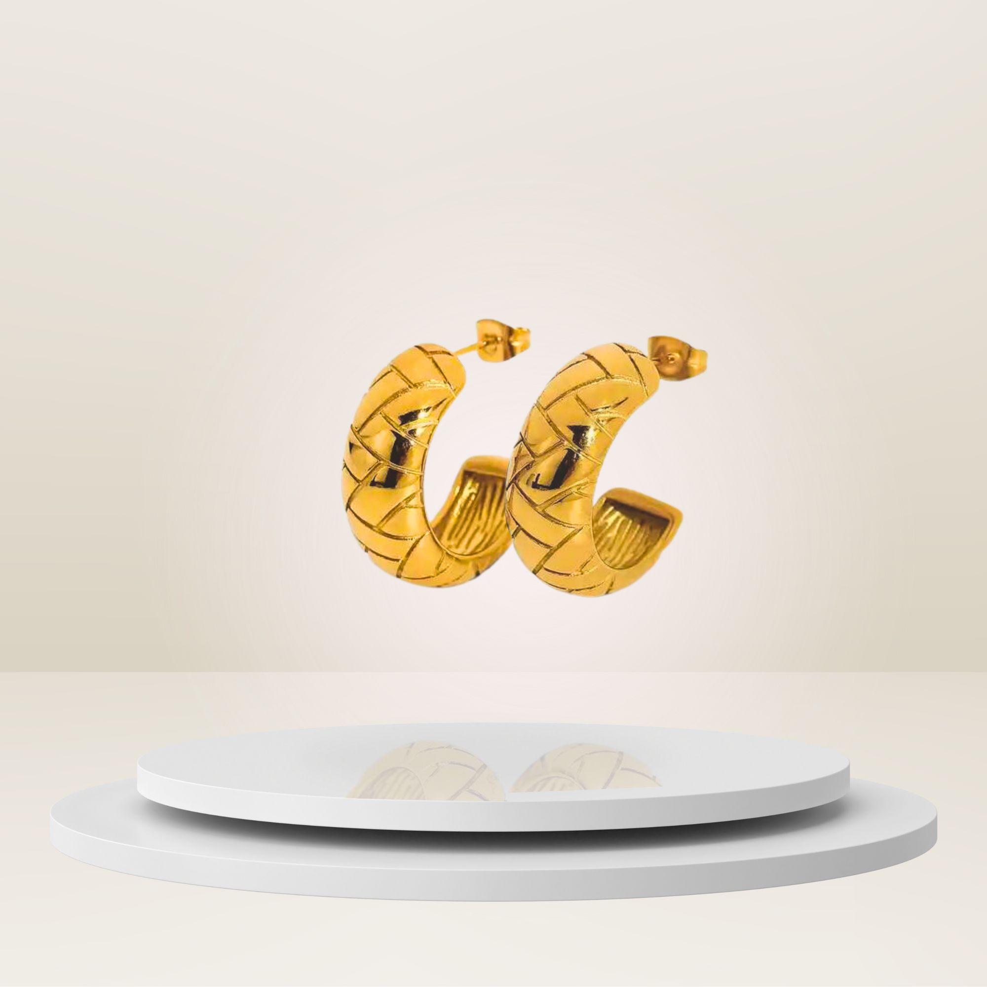 18K gold engraved mini huggie earrings - Hypoallergenic, Waterproof and Non-Tarnish 18K Gold Jewelry