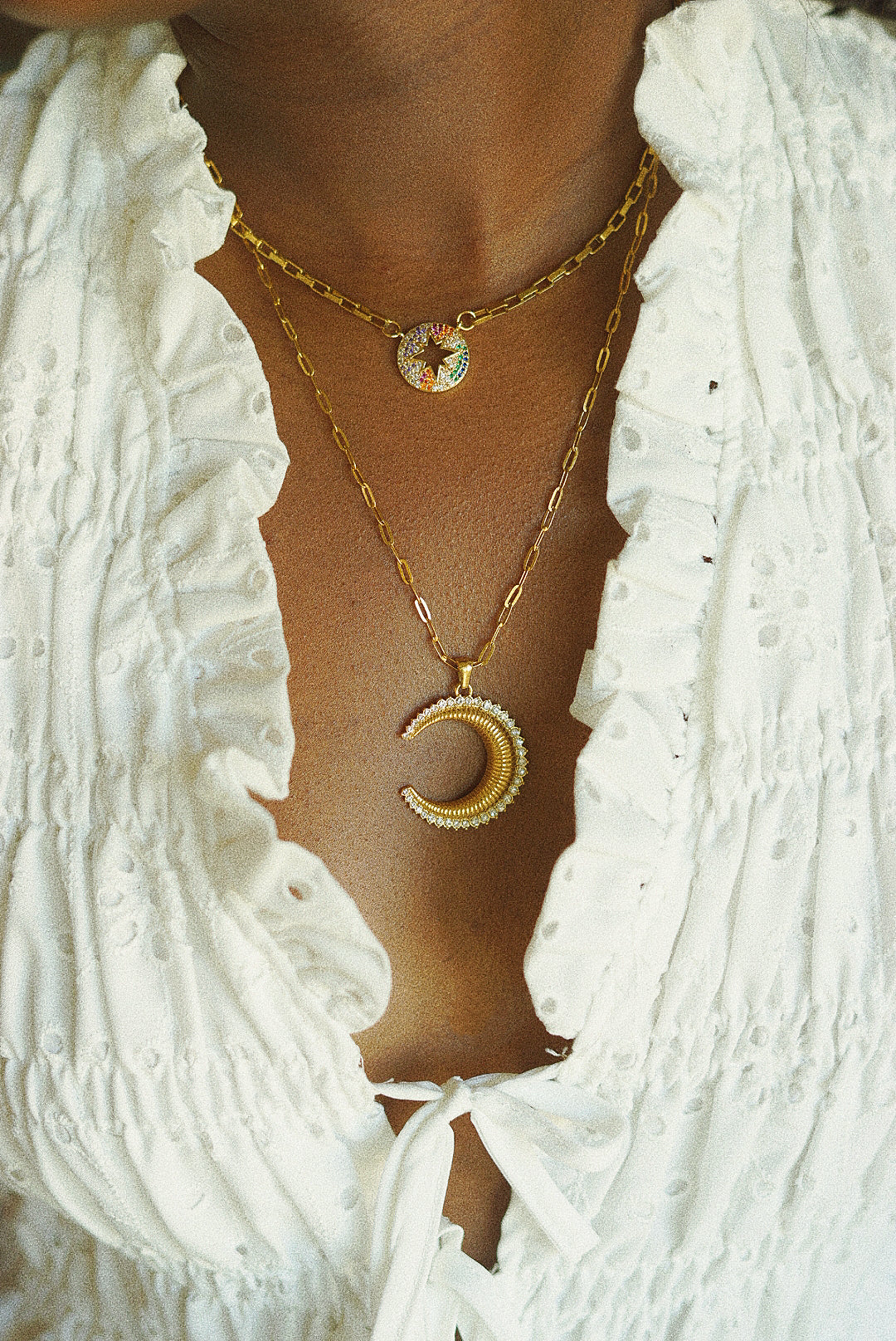Orion Pavè Moon Necklace
