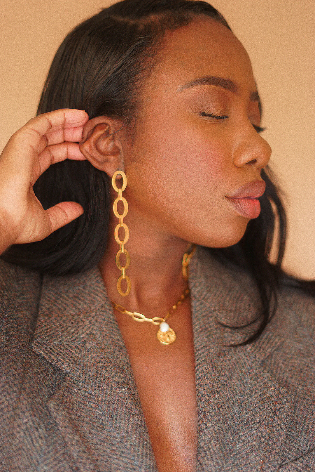 18K Gold Geometric Cirlce Drop Earrings - Hypoallergenic, Waterproof and Non-Tarnish 18K Gold Jewelry 