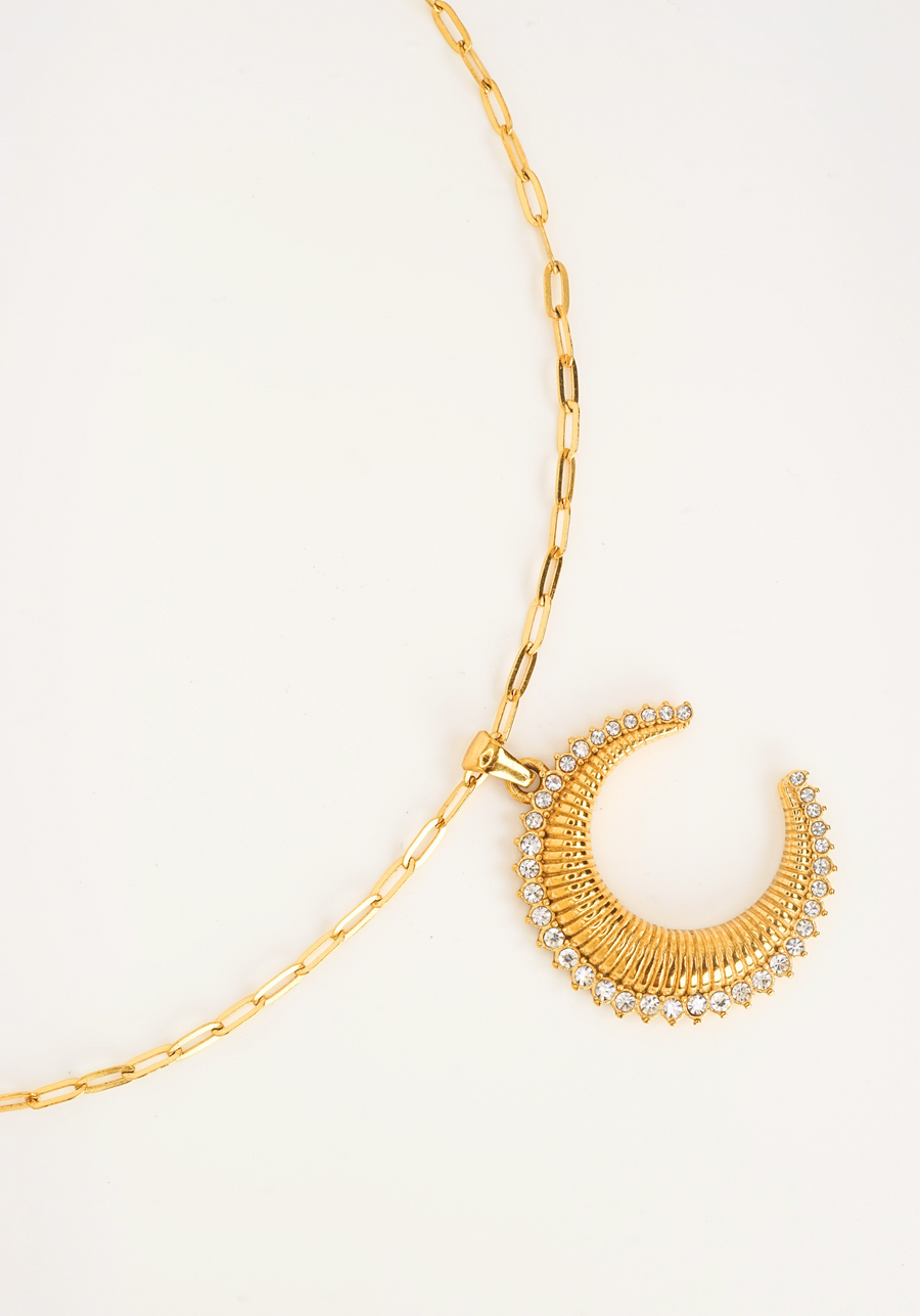 Orion Pavè Moon Necklace